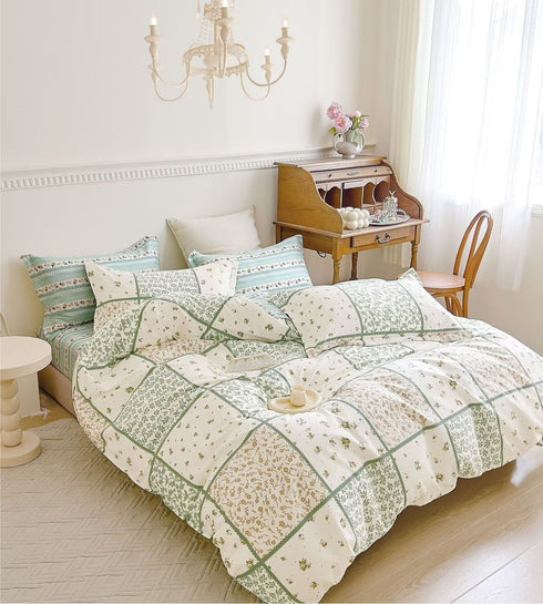 Florida Tulip 100% Pure Cotton Quality King Size Elastic Fitted Bedsheet with Coordinated Pillow Covers